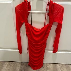 Lucy in the Sky Vibrant Red Long Sleeve Dress